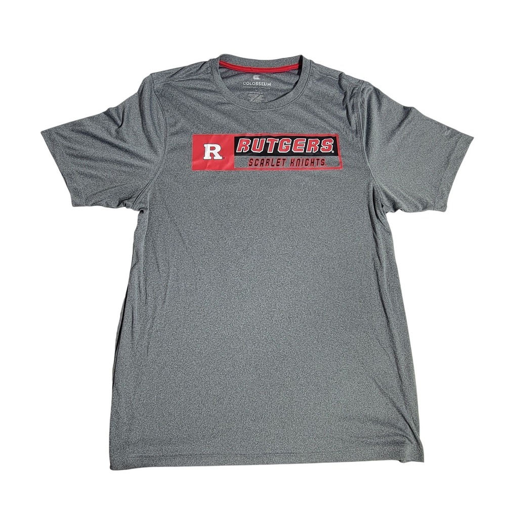 Colosseum Rutgers Scarlet Knights Mens Gray Performance T-Shirt L NCAA R Logo‎